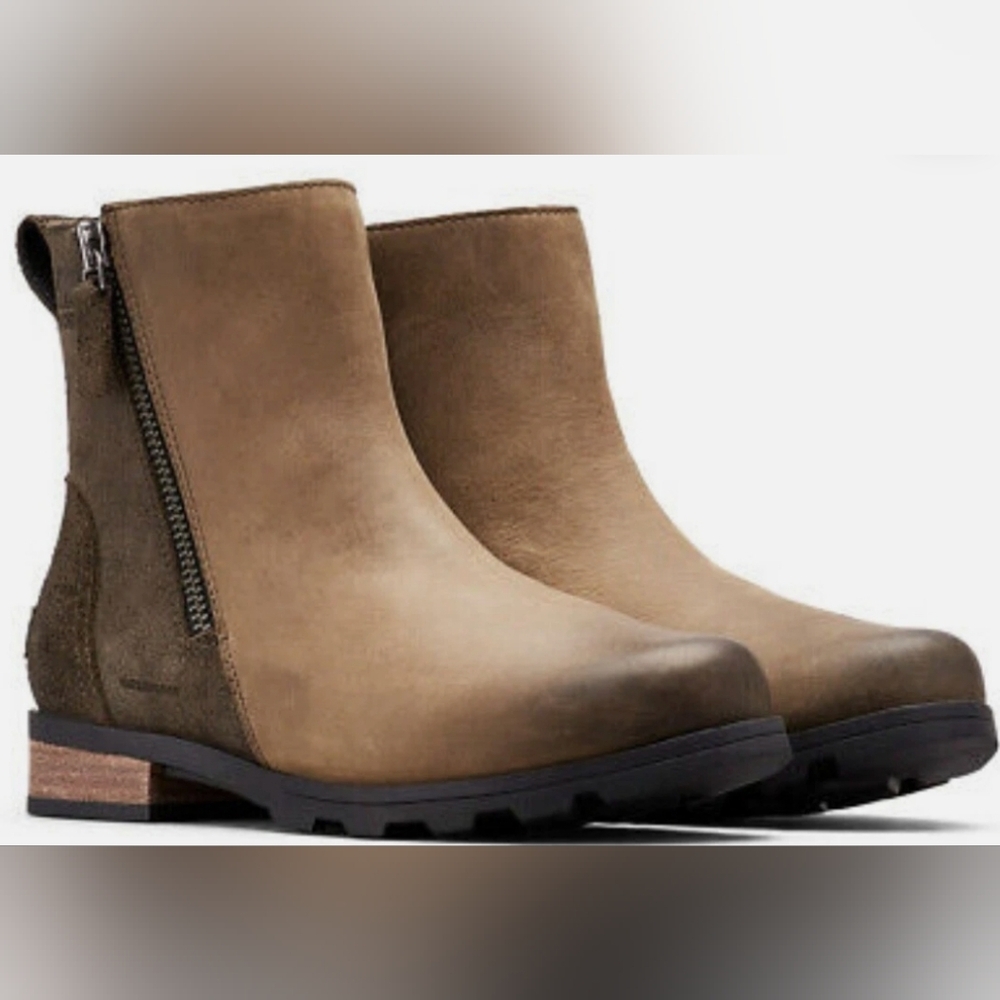 Sorel Emelie Tobacco Brown Waterproof Leather Ankle Boots Size 6 NWT MSRP $130